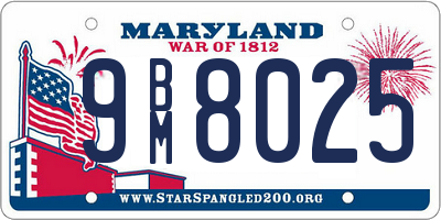 MD license plate 9BM8025