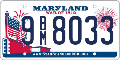 MD license plate 9BM8033