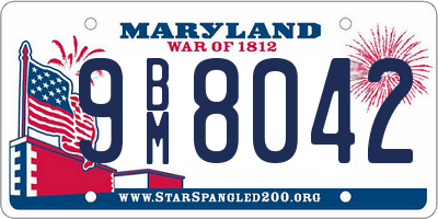 MD license plate 9BM8042