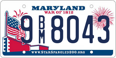 MD license plate 9BM8043