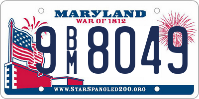 MD license plate 9BM8049