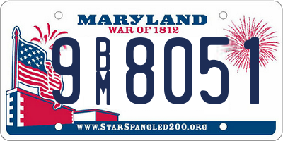 MD license plate 9BM8051