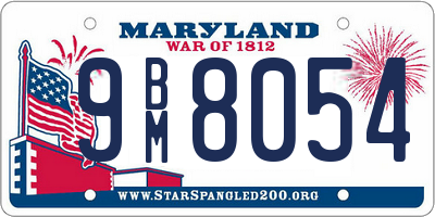 MD license plate 9BM8054