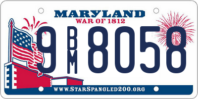 MD license plate 9BM8058