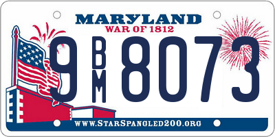 MD license plate 9BM8073