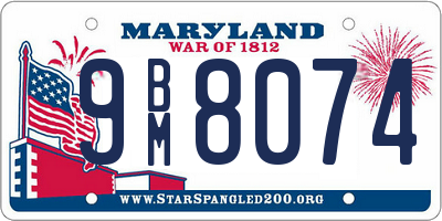 MD license plate 9BM8074