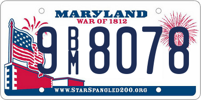 MD license plate 9BM8078