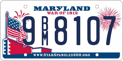 MD license plate 9BM8107