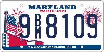 MD license plate 9BM8109