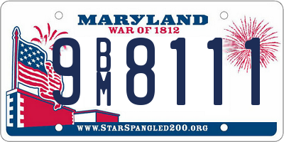 MD license plate 9BM8111