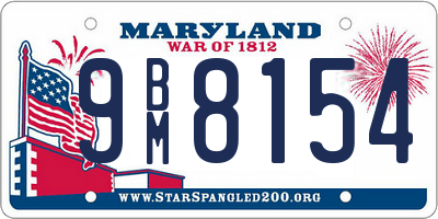 MD license plate 9BM8154