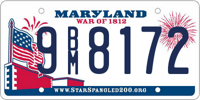 MD license plate 9BM8172