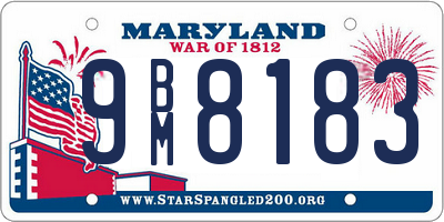 MD license plate 9BM8183