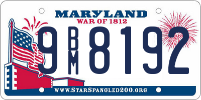 MD license plate 9BM8192