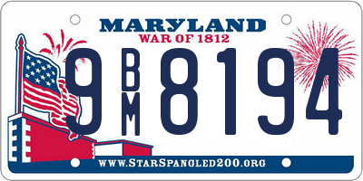 MD license plate 9BM8194