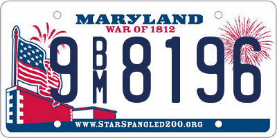 MD license plate 9BM8196