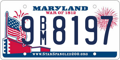 MD license plate 9BM8197