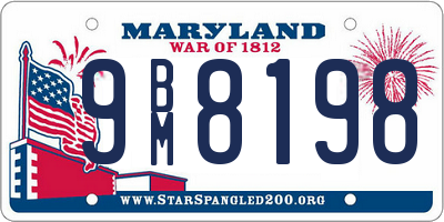 MD license plate 9BM8198