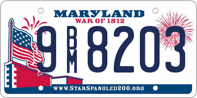 MD license plate 9BM8203