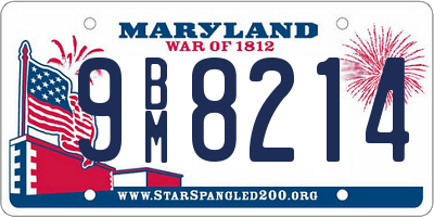 MD license plate 9BM8214