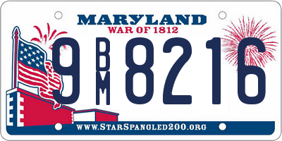 MD license plate 9BM8216