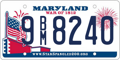 MD license plate 9BM8240