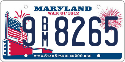 MD license plate 9BM8265