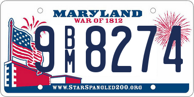 MD license plate 9BM8274