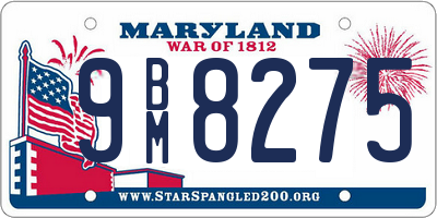 MD license plate 9BM8275