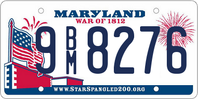 MD license plate 9BM8276