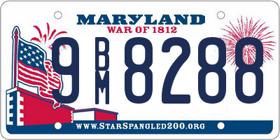 MD license plate 9BM8288