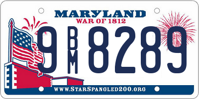 MD license plate 9BM8289