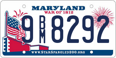 MD license plate 9BM8292