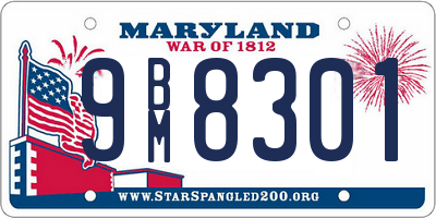 MD license plate 9BM8301