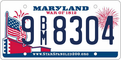 MD license plate 9BM8304