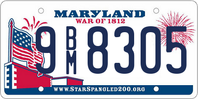 MD license plate 9BM8305