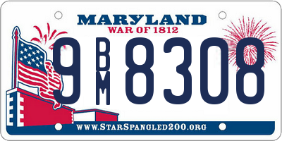 MD license plate 9BM8308