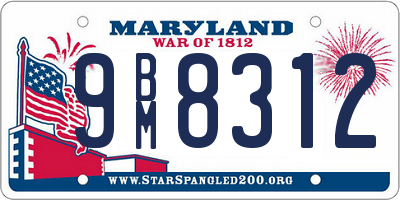 MD license plate 9BM8312