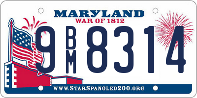 MD license plate 9BM8314