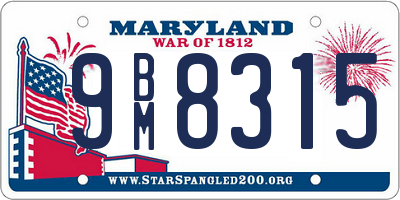 MD license plate 9BM8315