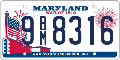 MD license plate 9BM8316