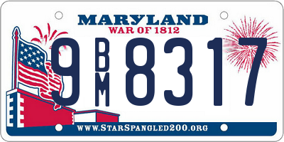 MD license plate 9BM8317