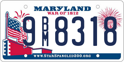 MD license plate 9BM8318