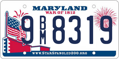 MD license plate 9BM8319