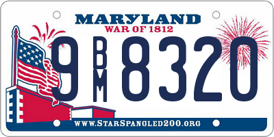 MD license plate 9BM8320