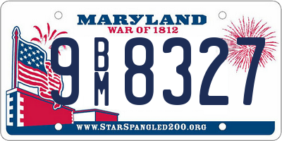 MD license plate 9BM8327