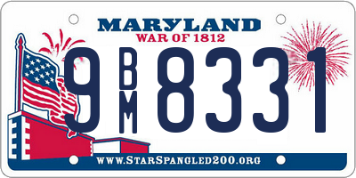 MD license plate 9BM8331