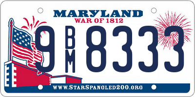 MD license plate 9BM8333