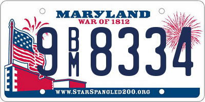 MD license plate 9BM8334