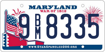 MD license plate 9BM8335